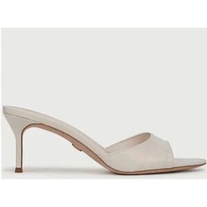 Veronica Beard Tia Parchment Faux Croc Leather Mules Sandals Sz 7.5 NIB 398